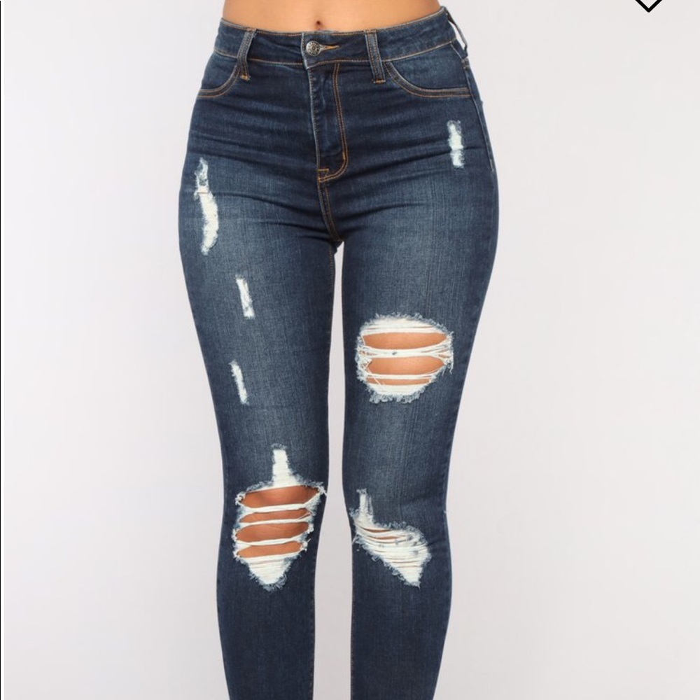 Fashion Nova Erika Ankle Jeans - Dark Denim